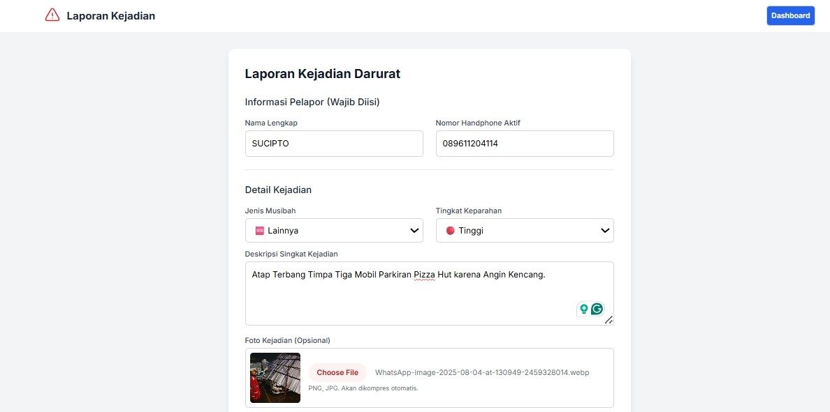 [Gambar formulir laporan]